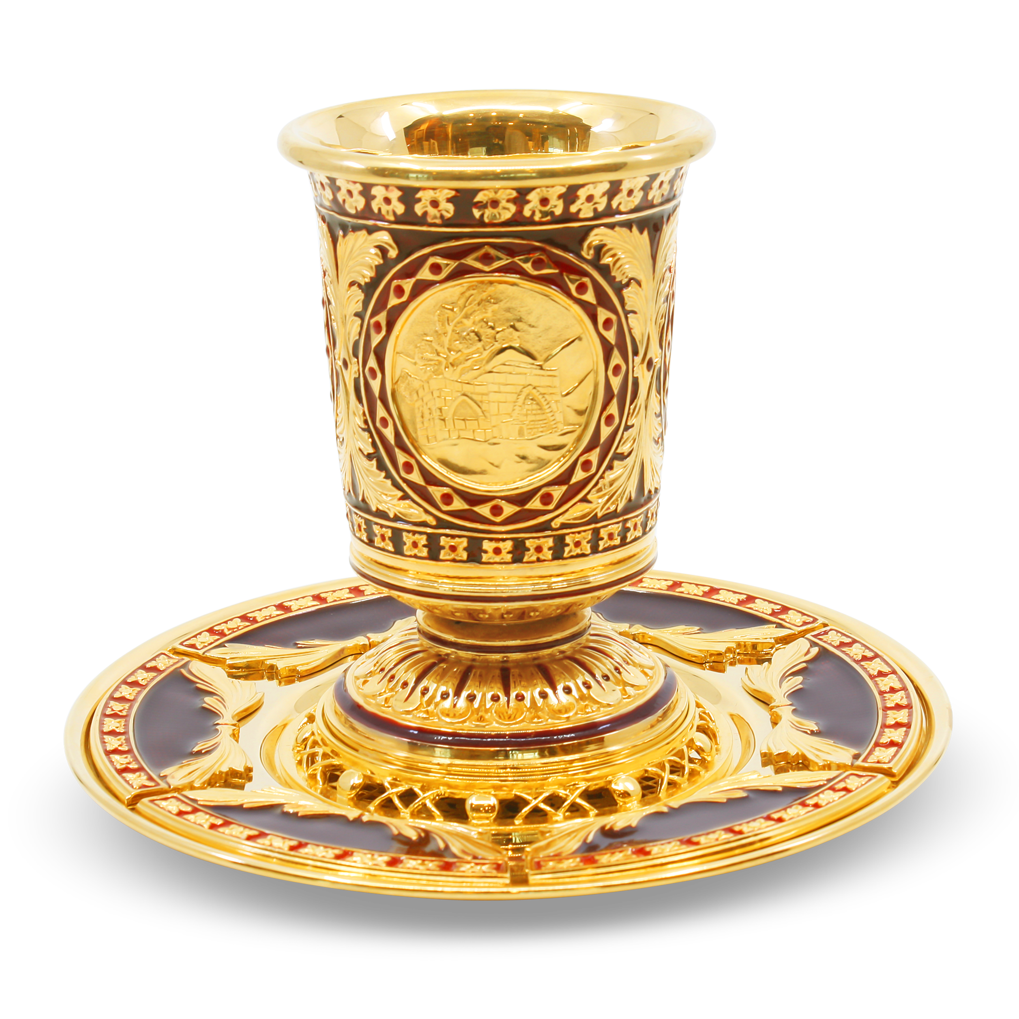 Gold and red kiddush cup