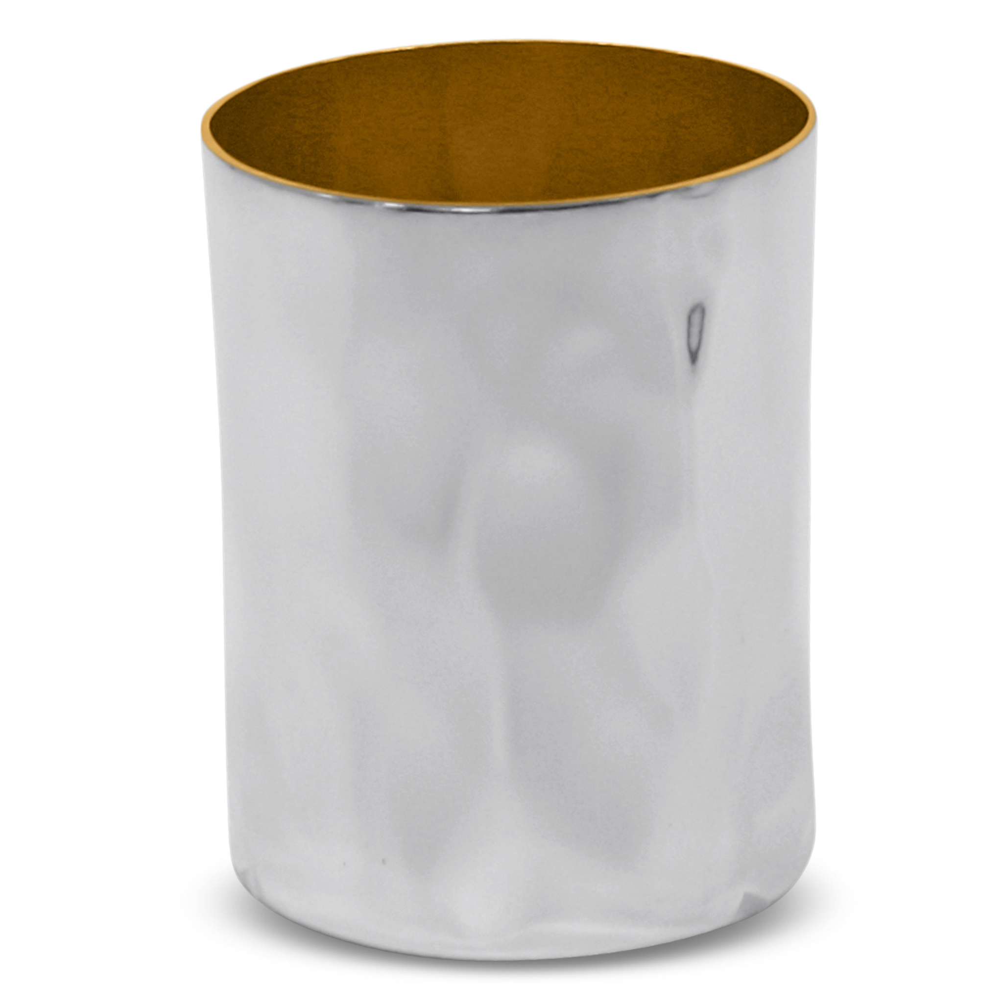 Hand hammered sterling silver kiddush cup 86ml halachic shiur gold interior Italian
