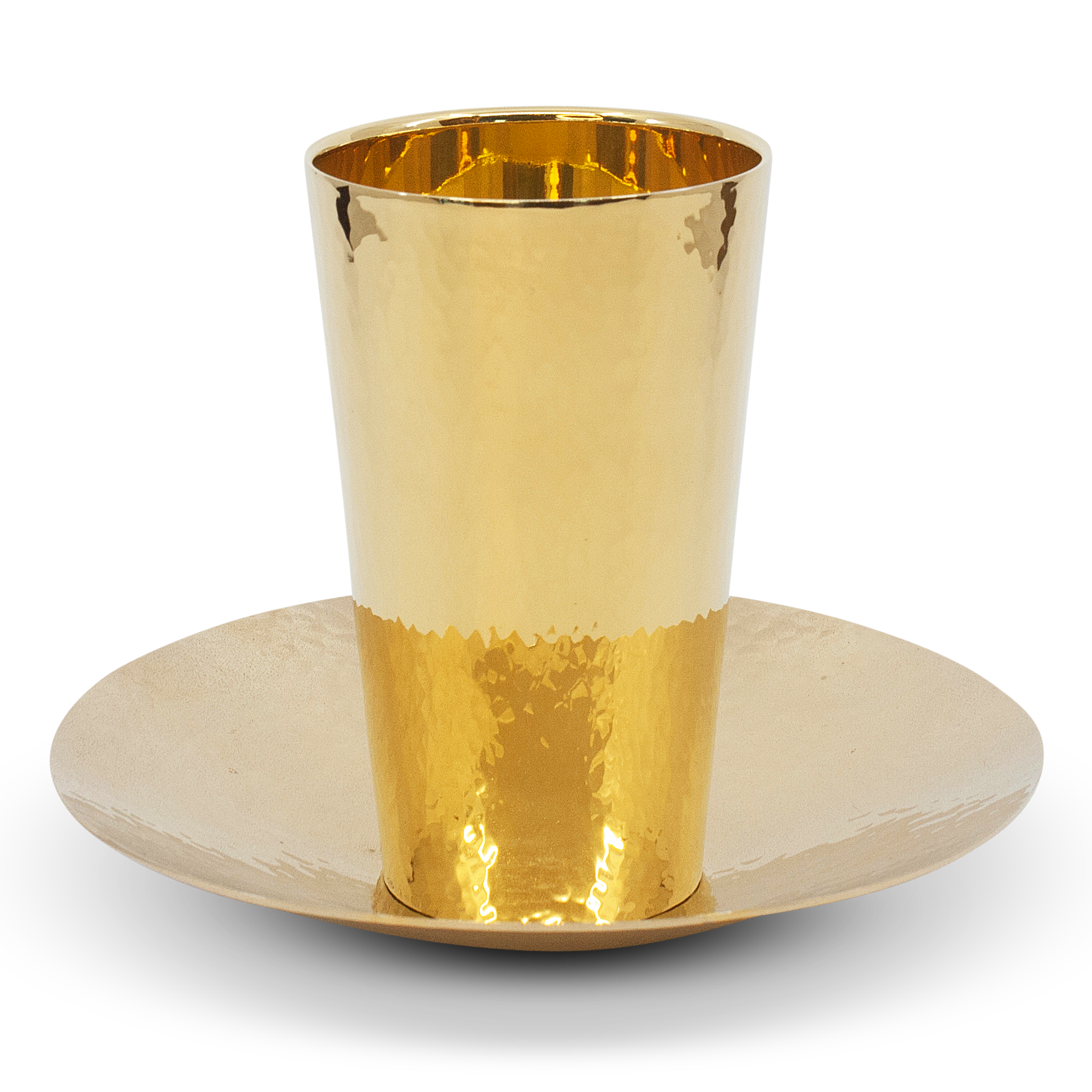 Sloped Modern Kiddush Cup and Plate