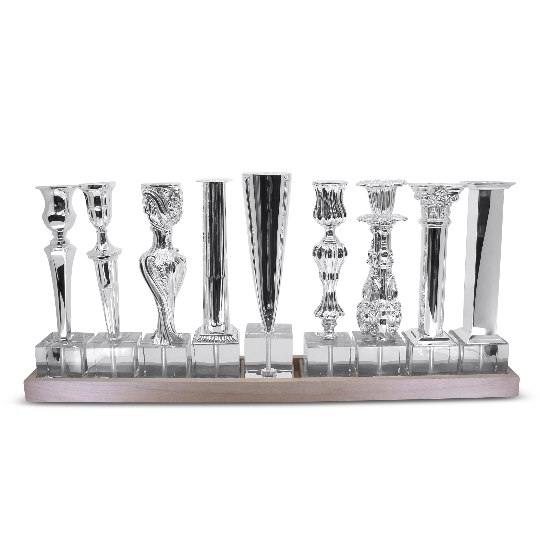 Modern Sterling Silver Hanukkiah for Hanukkah