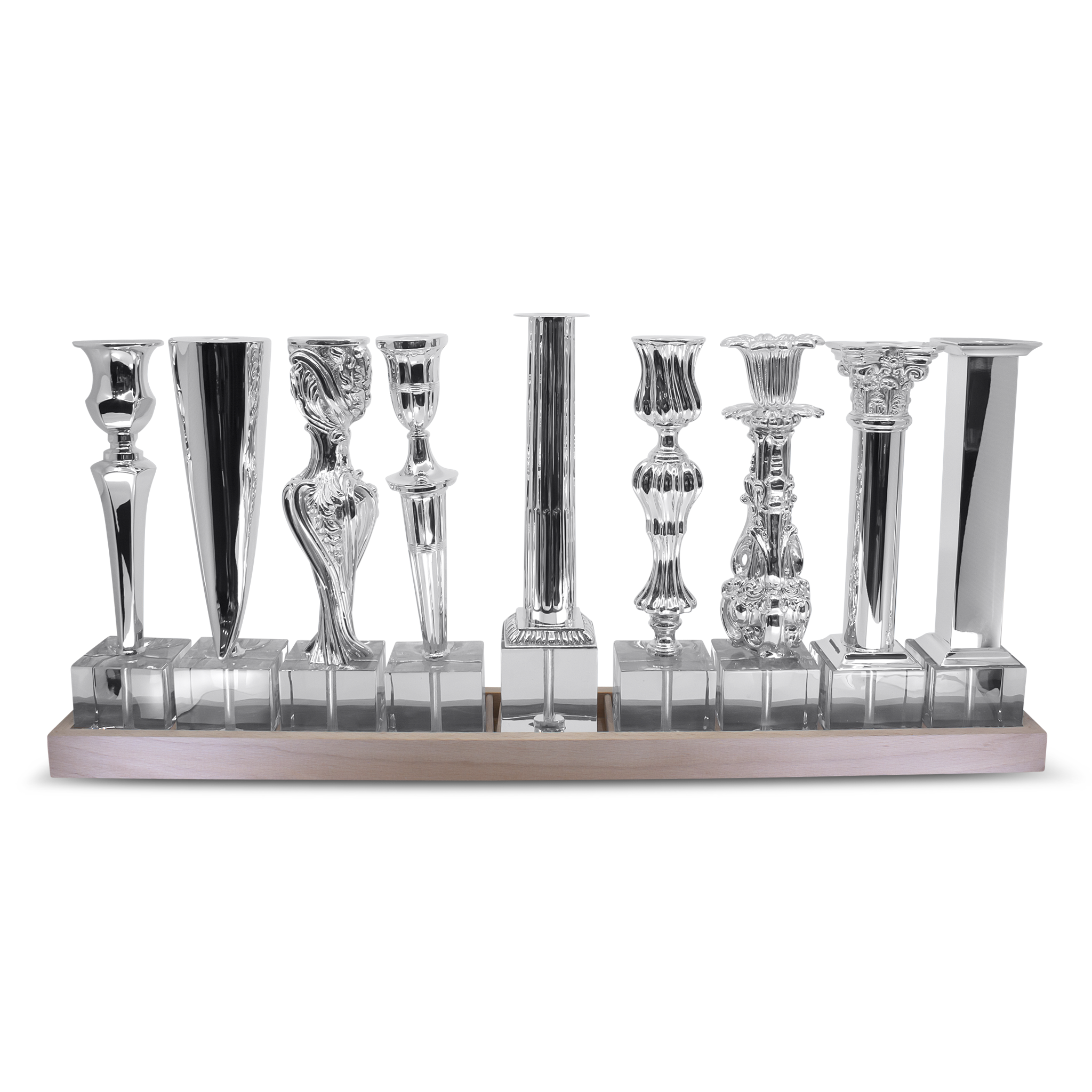 Modern Sterling Silver Hanukkiah for Hanukkah