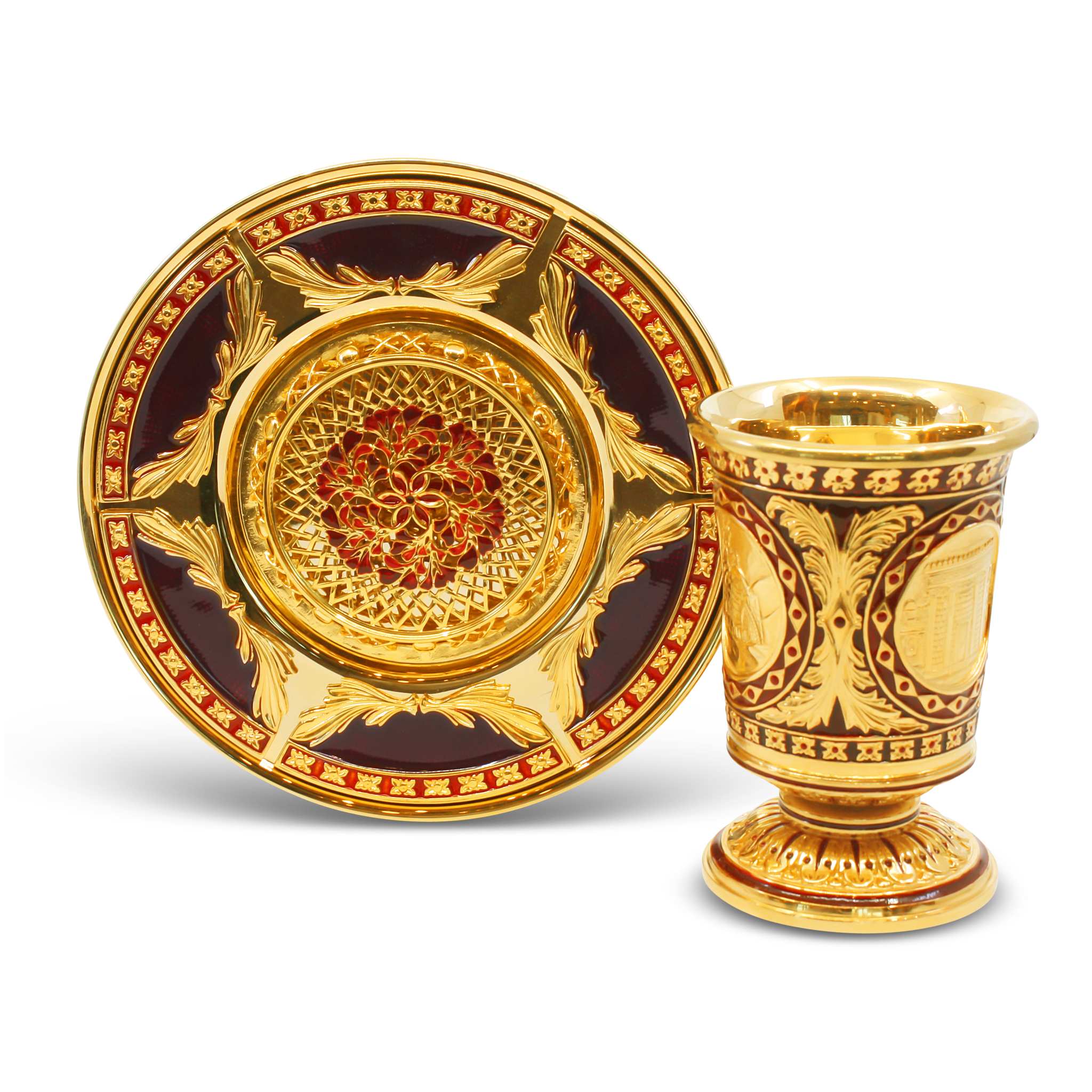 Gold and red kiddush cup