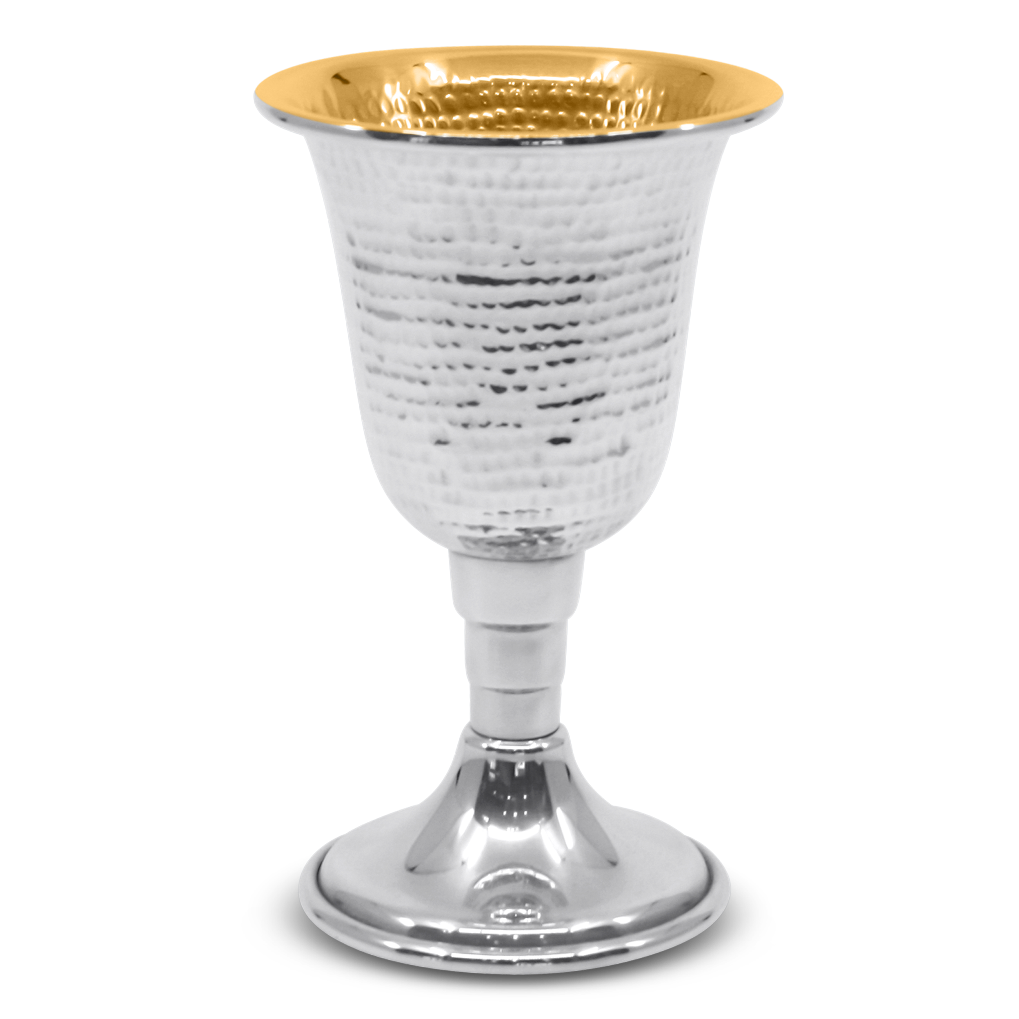 Silver goblet with gold interior on a white background