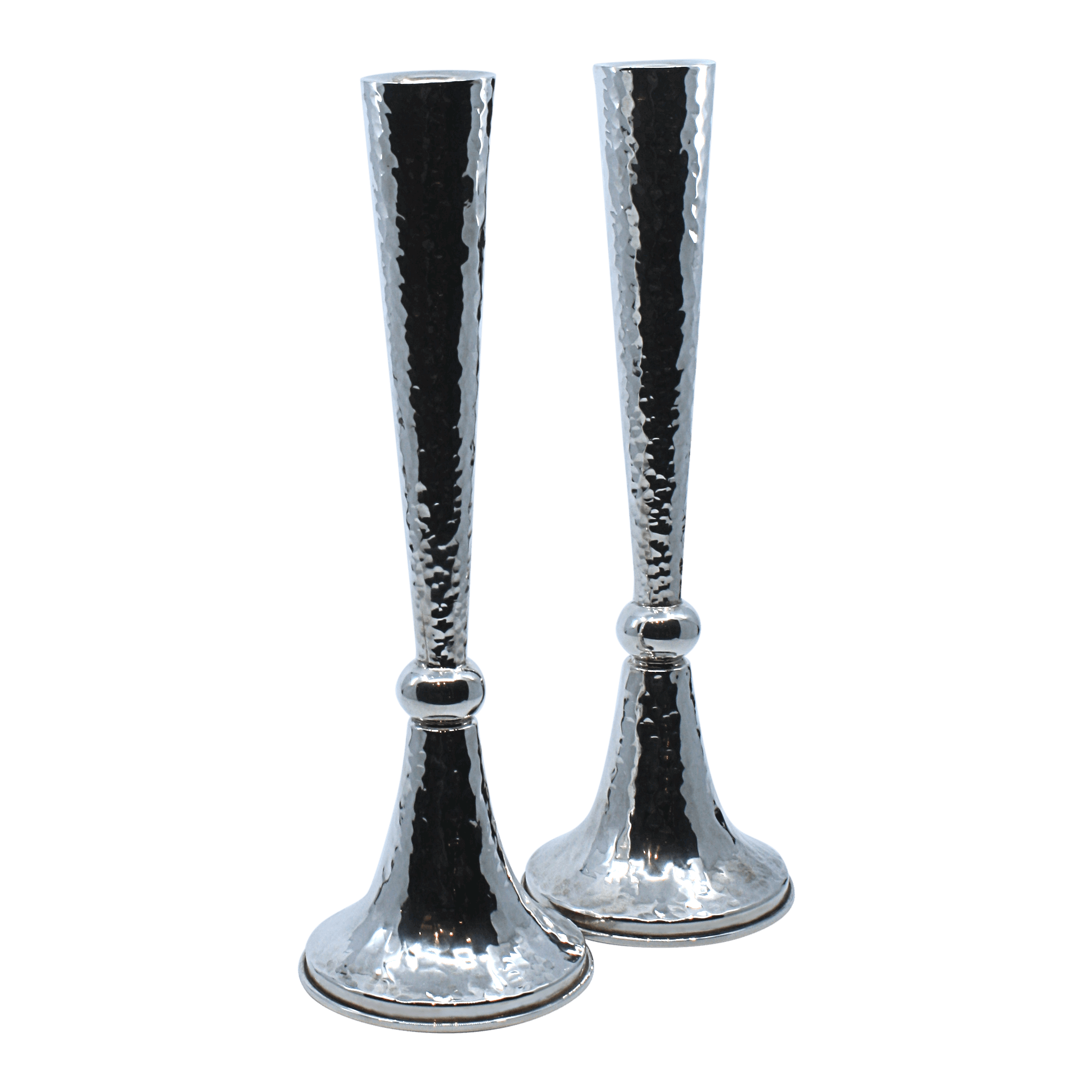 Classic Silver Hammered Candlesticks - Piece By Zion Hadad