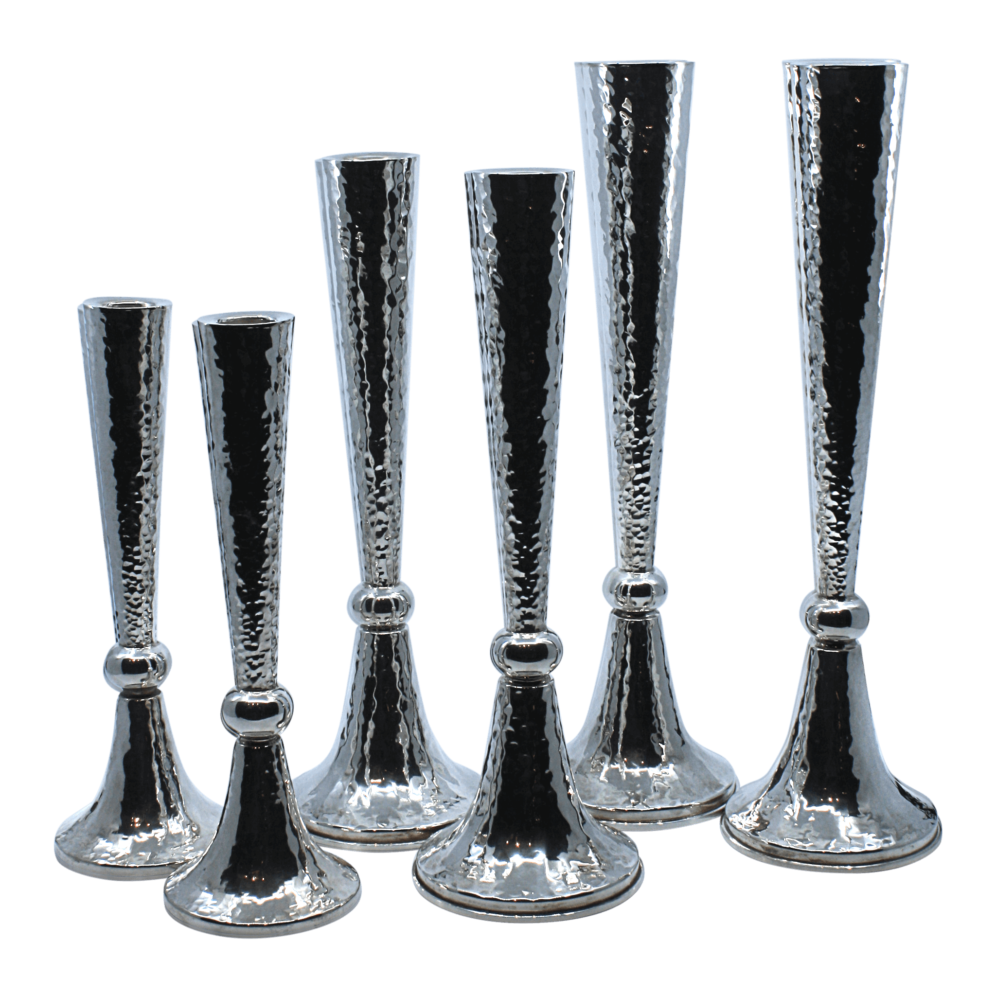 Classic Silver Hammered Candlesticks A - Piece By Zion Hadad