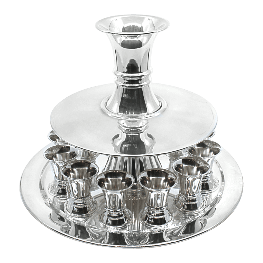 Silver Wine Fountain with Large Kiddush Cup