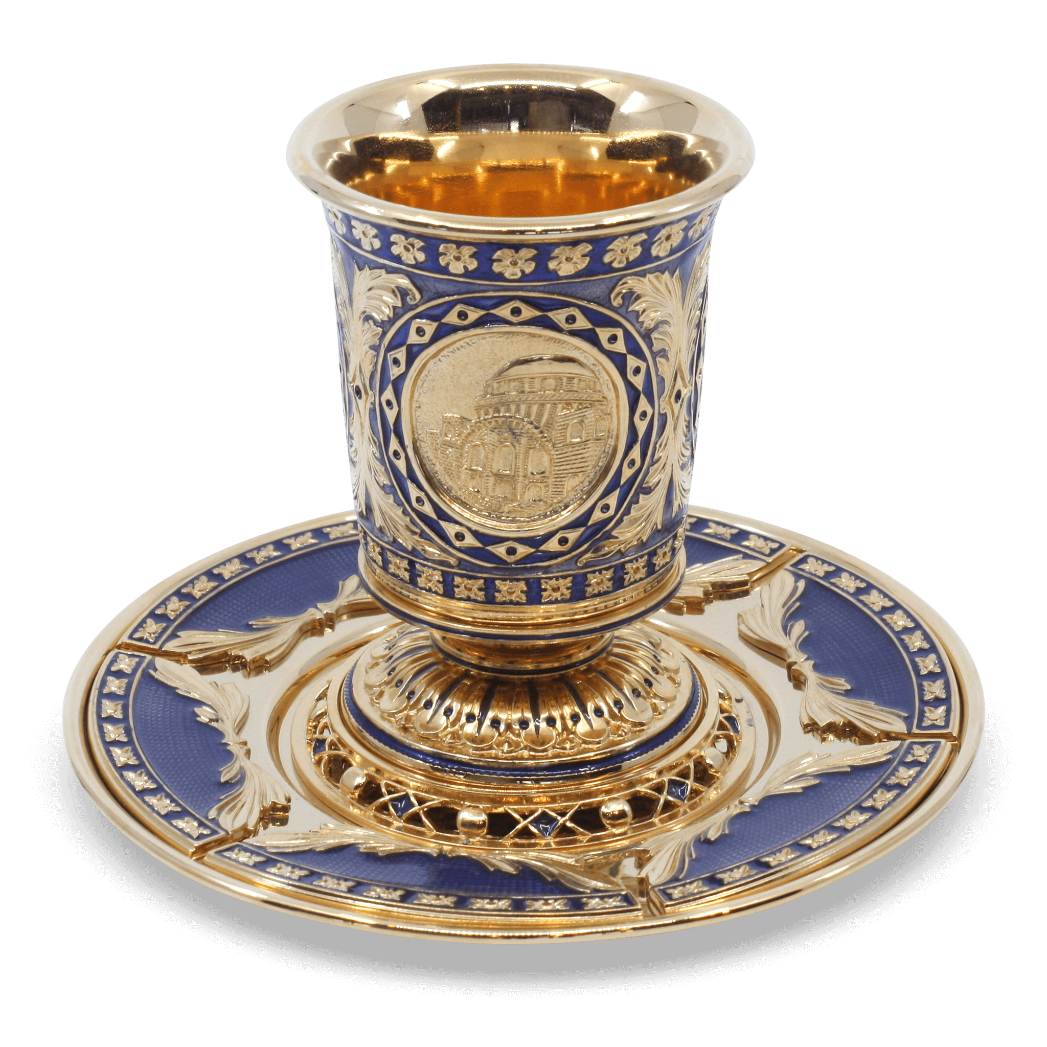 GOLD AND BLUE KIDDUSH CUP - Piece By Zion Hadad