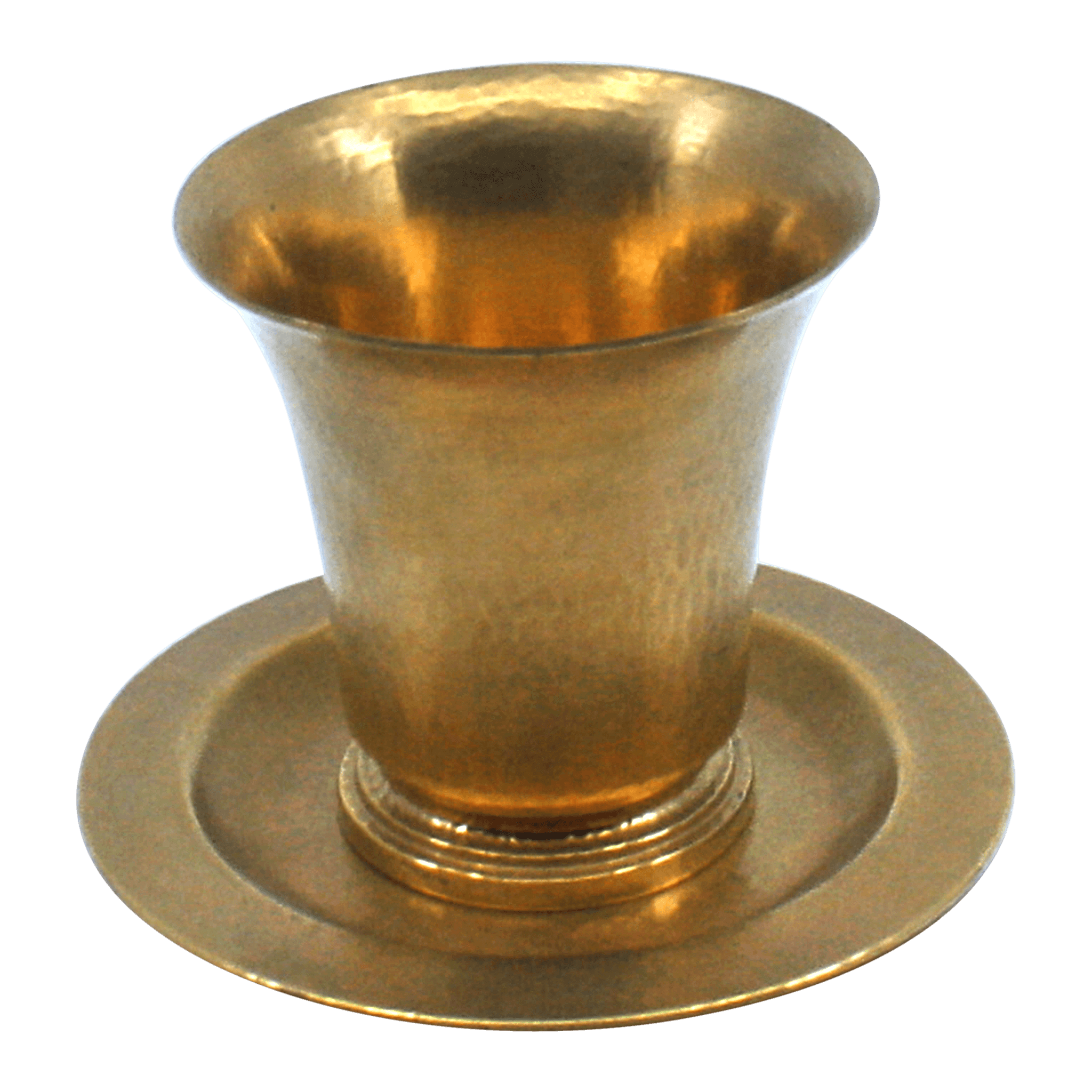 GOLD PLATED HAND HAMMERED STERLING SILVER BIG CUP AND TRAY at $1380.00 - Piece By Zion Hadad
