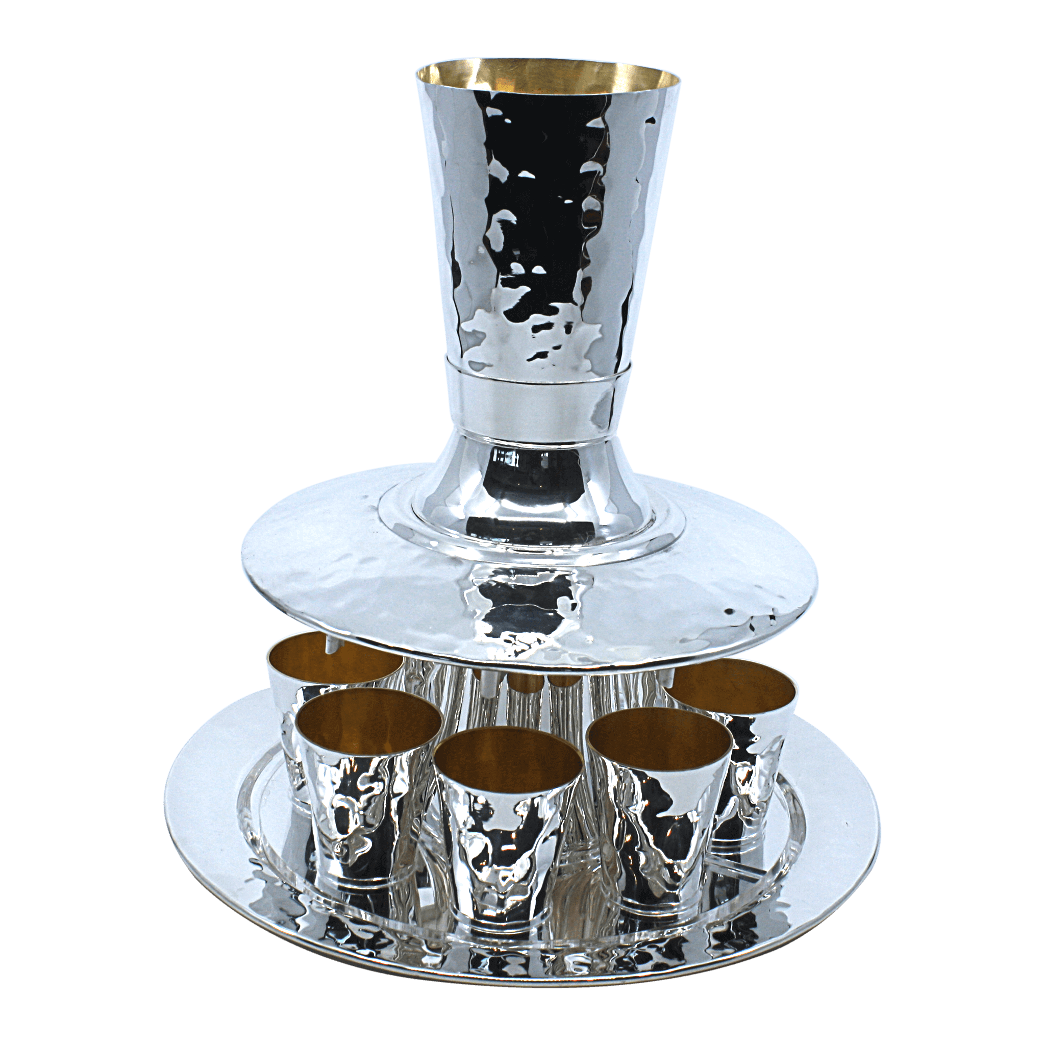 Hammered Shabbat Wine Fountain For 6,8 or 12 guests - Piece By Zion Hadad