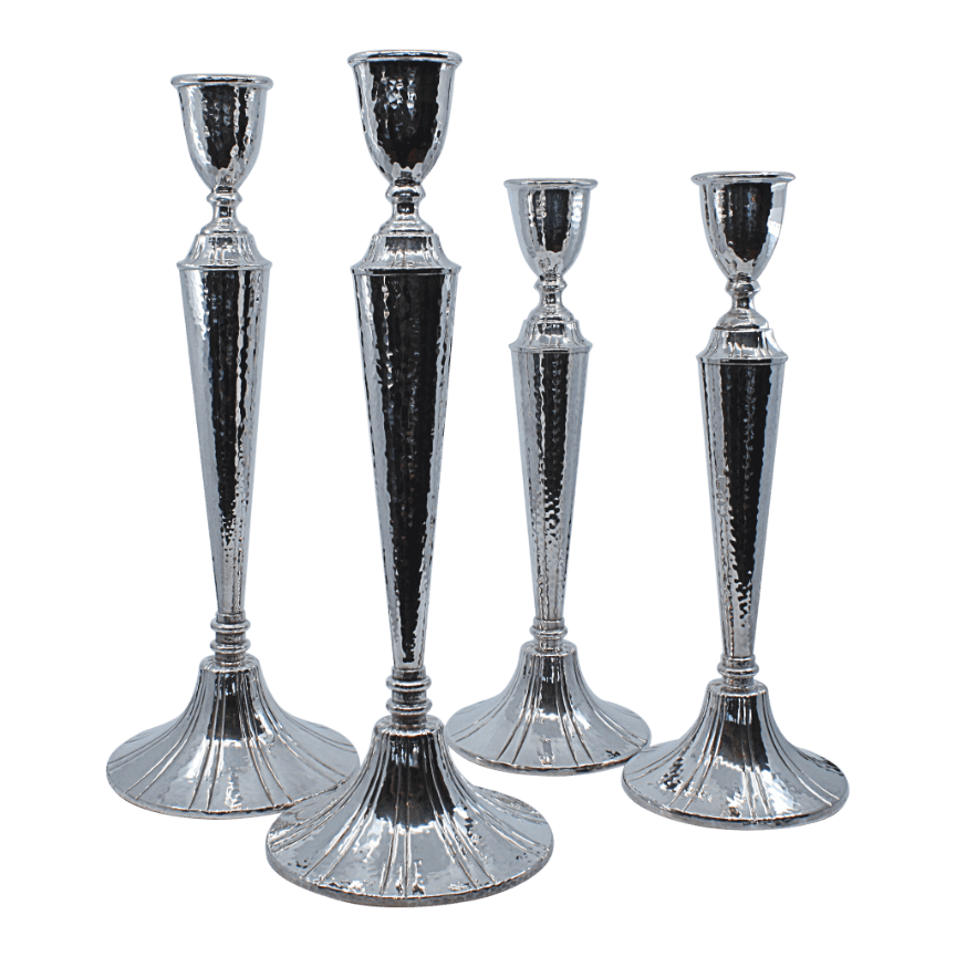 Hammered 2025 silver candlesticks