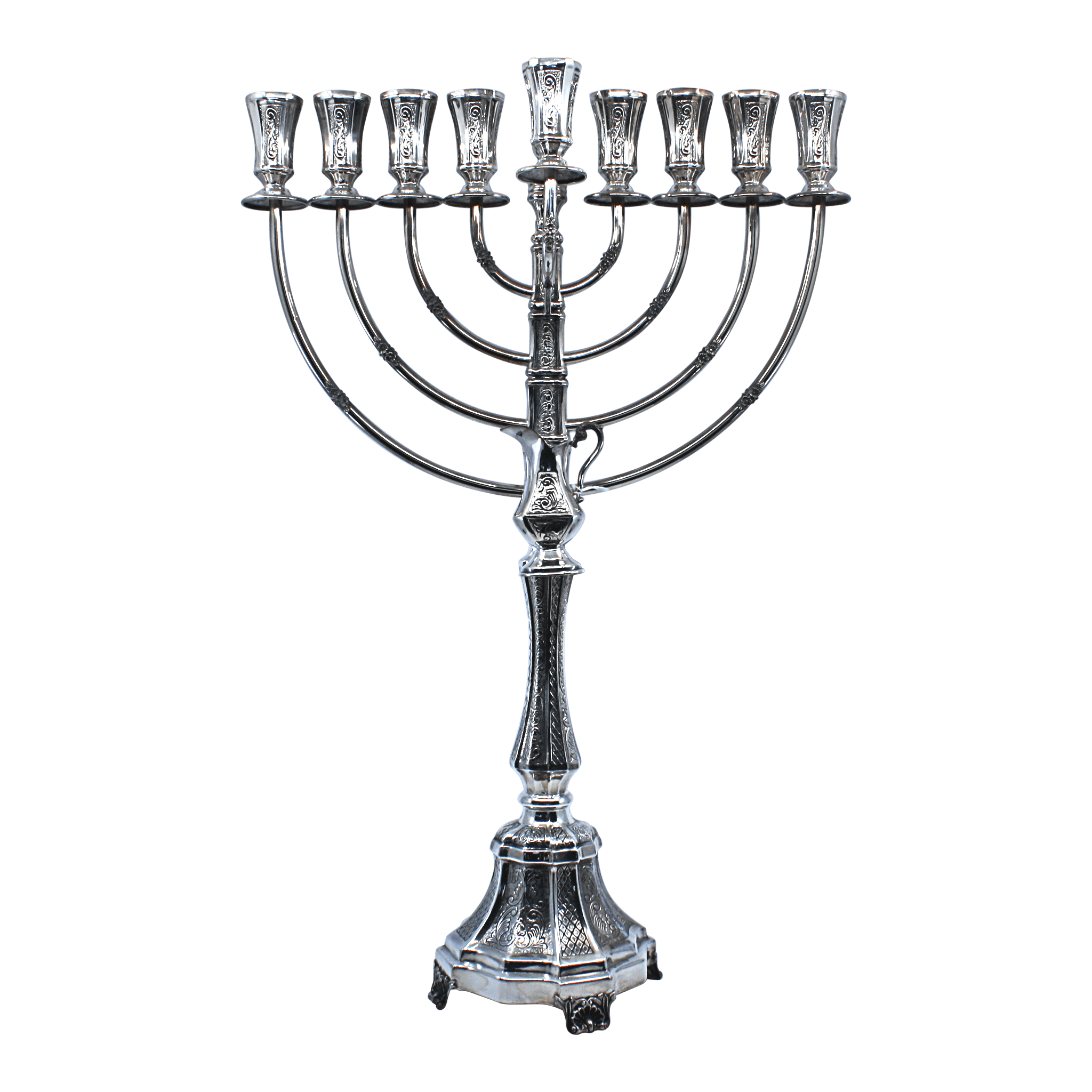 Silver Menorah with Stamped Tube - Piece By Zion Hadad