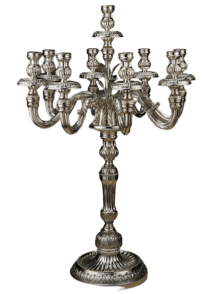 Silver Pampa Candelabra for Shabbat - Large - Piece By Zion Hadad