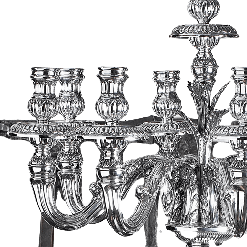 Silver Pampa Candelabra for Shabbat - Large A - Piece By Zion Hadad