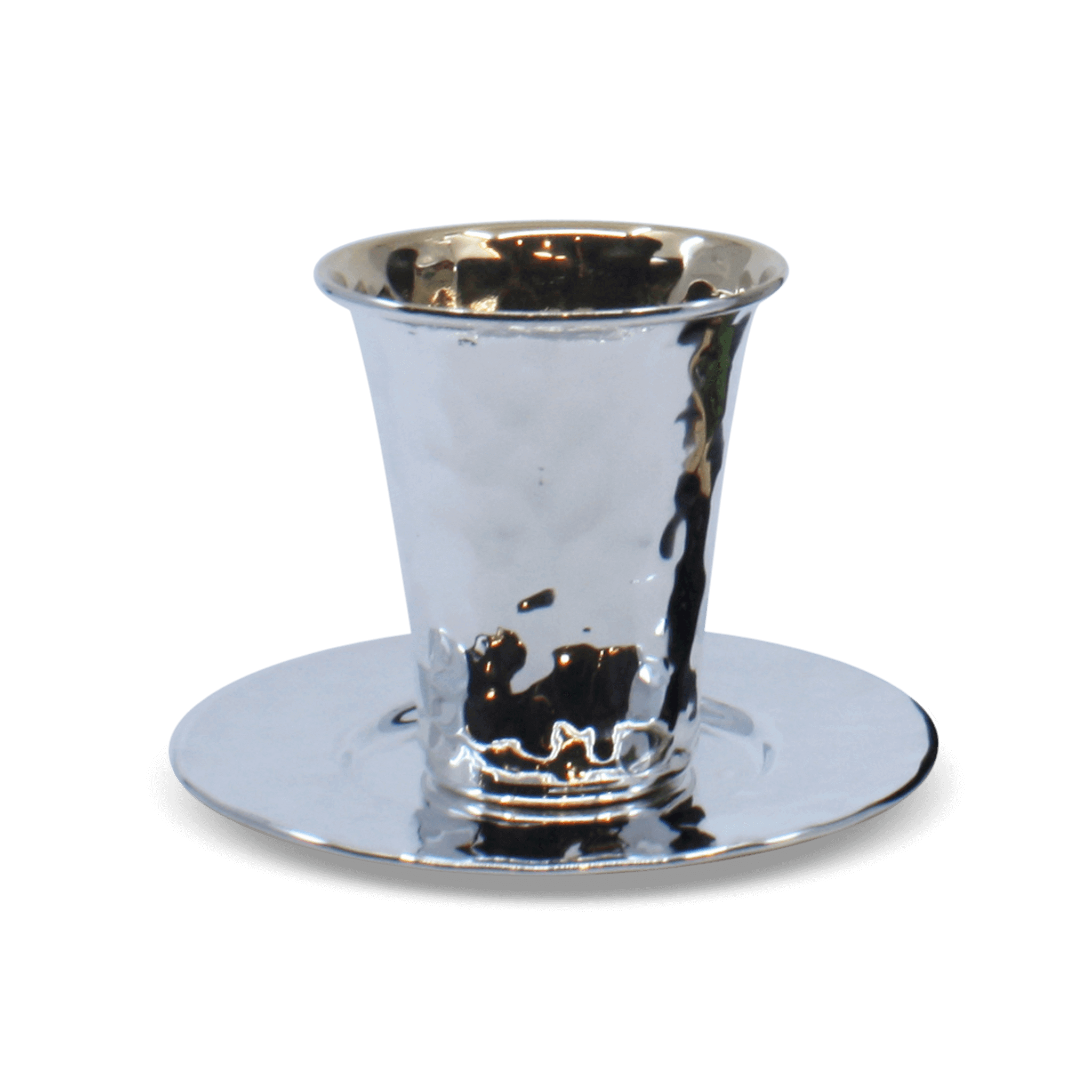 Silver hammered kiddush cup set - Piece By Zion Hadad