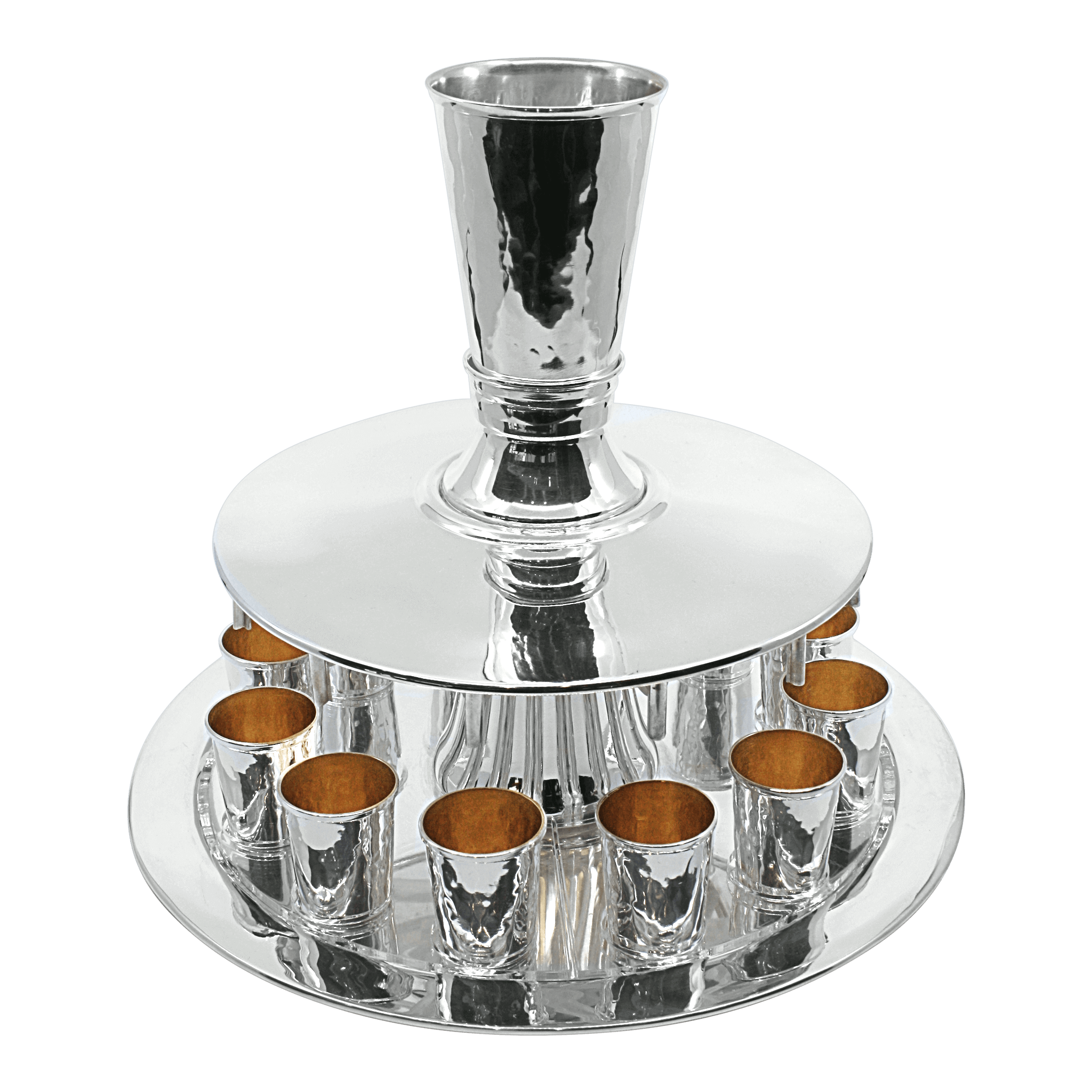 Softly Hammered Wine Fountain For 12 - Piece By Zion Hadad