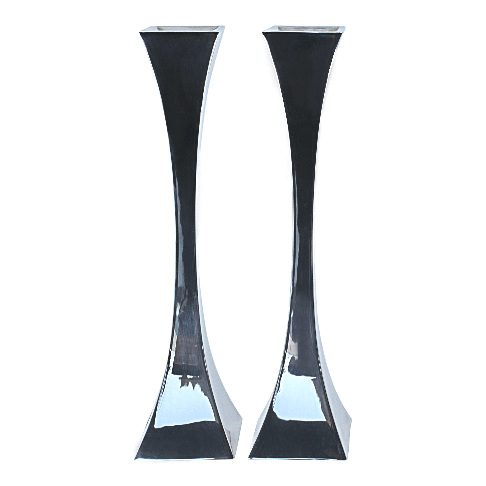 Squared Hourglass Shabbat Candlesticks A - Piece By Zion Hadad