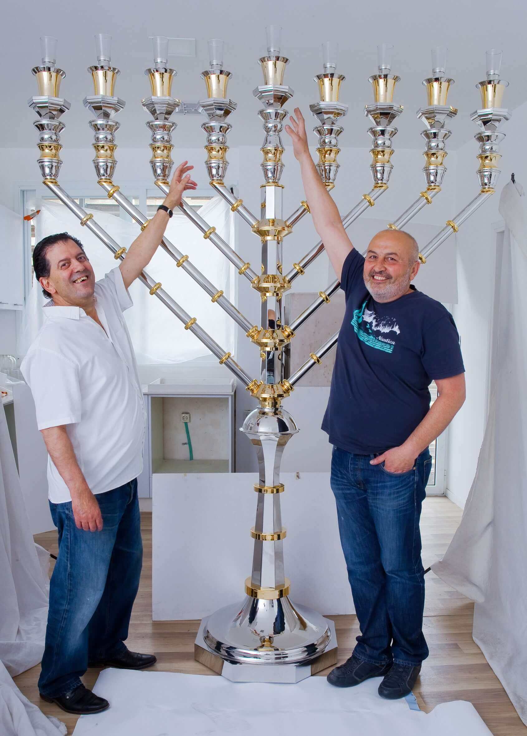 World Record Silver and Gold Menorah C - Piece By Zion Hadad